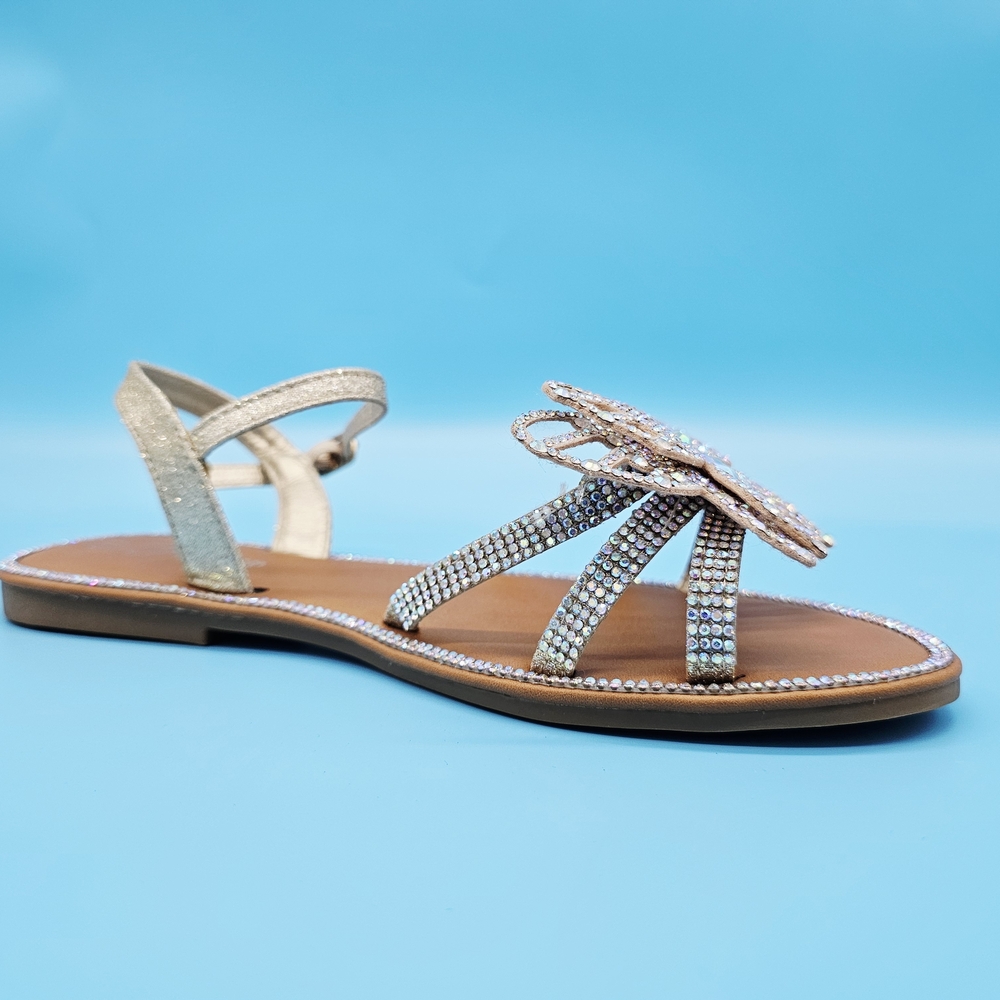 Forever Link Girls Gold Rhinestone Butterfly Sandals - Picture 5 of 5